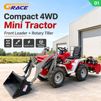 Prix des tracteurs chinois 4x4 diesel, micro-chargeur agricole, tracteur 18 CV 4 roues motrices, petit tracteur diesel chinois, mini tracteur agricole 4x4 diesel