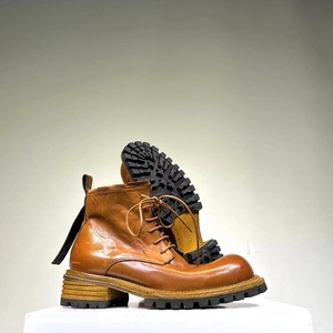 Goodyear leather thick-soled men's <b>boots</b>, retro mouton leather washed and aged, heightened men's leather <b>boots</b> - Product Image 2