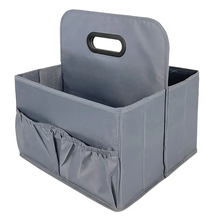 Scatola di cubi di stoccaggio di vestiti personalizzati scatole pieghevoli altri contenitori e contenitori con manico tessuto Non tessuto grigio Logo personalizzato quadrato