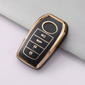 Étui de protection pour clé en TPU avec bord doré pour Toyota Chr Rav4 Auris Avensis Prius <span class=keywords><strong>Aygo</strong></span> Camry Corolla Land Cruiser 200 Prado Crown Shell Fob - Product Image 1