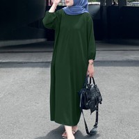 Robe Abaya Longue et Ample Décontractée pour Femme 2026 – Couleur Unie, Douce, avec Hijab – Grande Taille – Vêtement Islamique Modeste – Vente en Gros