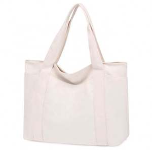 ถุงผ้าแคนวาสสำหรับใส่ของ12ออนซ์ถุงผ้าคอตตอนสีขาวใส่ประจำวันพิมพ์โลโก้ได้ตามต้องการ - Product Image 4