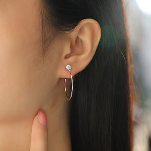 Ons Magazijn Klaar Om Te Verzenden Oorringen Edelsteen Sieraden Nieuwe Trendy Design Luxe 925 Sterling Zilveren Oorbellen Met Moissanite - Product Image 1
