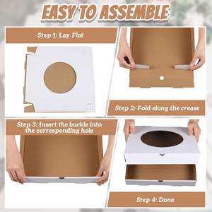 Boîtes à pizza ondulées avec fenêtre transparente, contenants carrés blancs à emporter pour la cuisson, récipients jetables pour la présentation des aliments - Product Image 2