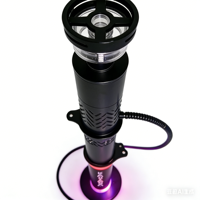 Ensemble de chicha moderne en aluminium avec base LED à télécommande, narguilé arabe lumineux à un seul tuyau avec accessoires complets