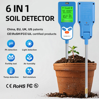 Testeur de sol 6in1 pour la fertilité/acidité/alcalinité/humidité du sol/température/lumière du soleil/humidité de l'air agriculteur de jardin agricole compteur de sol