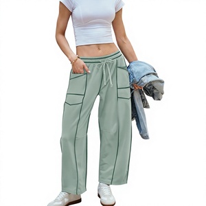 Custom Embroidery Oversized Women Baggy Sweatpants Heavyweight Premium Cotton Fleece Custom Design And Logos Women <b>Trousers</b> - Product Image 3