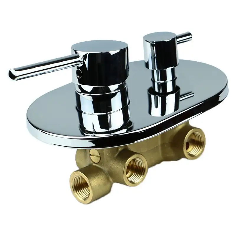 Chrome oval in-wall concealed dual-function shower control valve