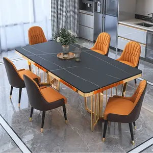 6 8 sandalyeler için Foshan fabrika yemek masası sinterlenmiş taş yemek masası yemek masası s sandalye seti yemek odası mobilyası geri dönüşümlü çam