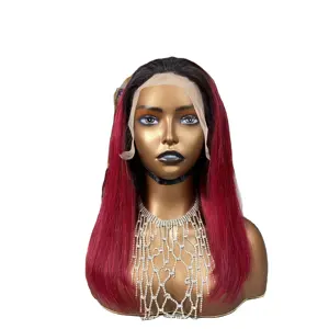Cheap Wholesale 1B99J Brazilian Hair Lace Front Wig Virgin Remy 100% Real Human Hair Wig 13*4 Straight Short Bob Wig