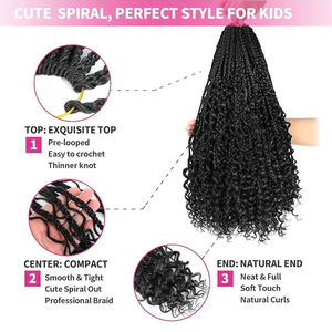BELEZA Fábrica al por mayor Diosa Locs Caja desordenada Trenzas Crochet Bohemian Hair Curly Pre-Looped Boho <span class=keywords><strong>River</strong></span> Box Trenzado - Product Image 3