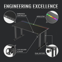 Table de bureau intelligente AOR pour e-sport avec double moteur, silencieuse et éclairage ambiant RGB multiple, vente en gros d'usine