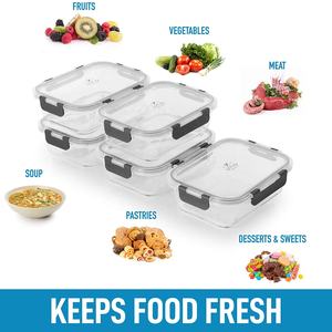 Récipients de stockage en verre, lot de 5 ombrés avec couvercles, 36 oz, pour aliments, avec verrouillage à pression hermétique - Product Image 5