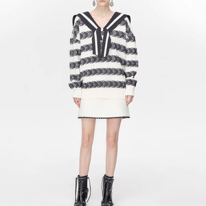 Fabricant vente en gros personnalisé dames hiver pulls décontractés coton tricoté crochet élégant surdimensionné femmes chandails - Product Image 3