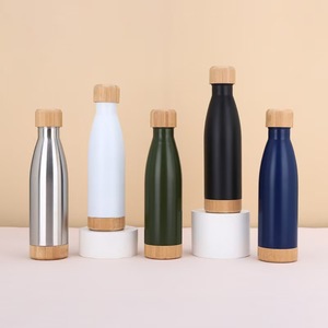 New 304 Stainless Steel Insulated Cup with <b>Bamboo</b> Cover and Bottom, Portable Outdoor Water Cup Customization - Product Image 1