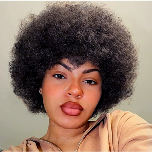 Letsfly Pelucas de Cabello Humano Afro Rizado Corto y Económico de $9, Pelucas Brasileñas Hechas a Máquina para Mujeres Negras - Product Image 2