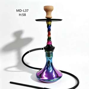 Rainbow Spiral Hookah Set 58cm Electroplated Aluminum Alloy Single Hose Shisha Narguile for <b>Bar</b> Lounge Travel - Product Image 1