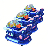 Machine à bascule 220V à monnayeur, personnalisable en anglais, en plastique PP bleu, pour enfants, avec éclairage LED coloré, garantie un an