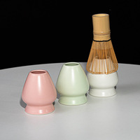 Ensemble de thé matcha de style japonais de première qualité, écologique et durable, avec bol en céramique à motif uni, bec verseur, support pour 100 bonsaïs et fouet.