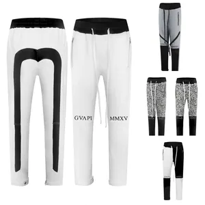 Celana Panjang Pria, Celana Bergaris Kint Desain Band Pinggang Celana Track Kualitas Tinggi Kantong Ritsleting Pergelangan Kaki Slim Fit Jogger