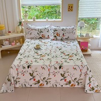 Nouvelle impression domestique 3 pièces drap de lit plat taie d'oreiller ensemble de draps de lit King Size à motif floral personnalisé