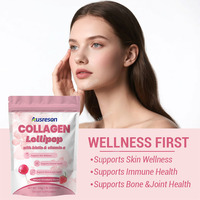 Sucettes au collagène personnalisées OEM, sans sucre, halal, complément alimentaire pour la santé, soutient les cheveux, la peau et les ongles, collagène végétalien