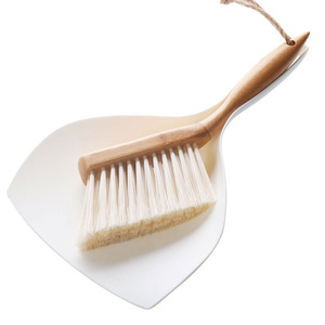Mini Wooden Broom And Dustpan Set With Hanging Rope <b>Small</b> Desktop Cleaning Tool Fine Soft Broom For Keyboard - Product Image 1