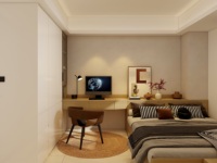 Ensemble de meubles de chambre moderne et minimaliste incluant lit inclinable, armoire et commode, pour la décoration intérieure contemporaine et l'utilisation en centre commercial