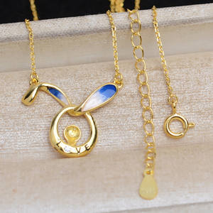 Colgante de Conejo de Plata S925 con Efecto de Goteo de Pegamento, Zodiaco Chino, Accesorio de Perla 6-7, Soporte para Collar DIY Vacío 5342 - Product Image 4