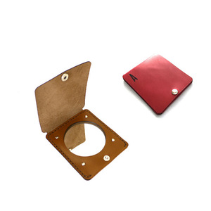 Custom genuine leather <b>mirror</b>, <b>small</b> makeup <b>mirror</b>, folding portable makeup <b>mirror</b>, free gift. - Product Image 1