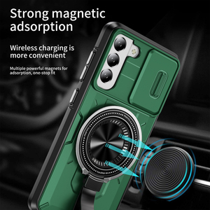 Chargement sans fil magnétique à fenêtre coulissante pour Samsung Galaxy S21 S21FE S21Ultra coque de téléphone avec <span class=keywords><strong>protection</strong></span> en verre de lentille à montage en anneau - Product Image 2