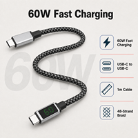 Câble USB PD 60W avec design marqueterie, gaine tressée en alliage d'aluminium, compatible avec ordinateur portable, moniteur, téléphone portable