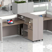 Ventes chaudes Bureau de travail moderne en bois modulaire en forme de L durable Poste de travail 2 places avec cloison pour hôtels et travail informatique
