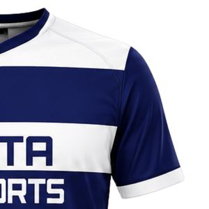 Maillot de rugby bleu roi et blanc pour homme – Léger, respirant, à manches courtes, idéal pour l'entraînement et les matchs - Product Image 5