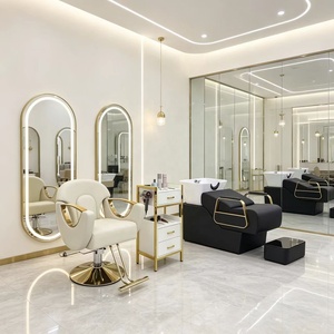 2026 Hot Selling Salon Furniture Set with Mirror Barber Chair Handcart and Shampoo <b>Bed</b> - Product Image 1