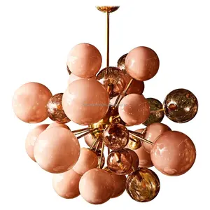 Ý Hiện Đại Sang Trọng Lãng Mạn Trang Trí Glass Led Chandelier Hồng Sputnik Chandelier Cho Phòng Khách Phòng Ngủ