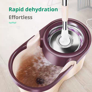 Double-Drive Rotating <strong>360</strong> Floor <strong>Mop</strong> Set Four-Side Wringing Stainless Steel Basket Bucket Microfiber <strong>Mop</strong> Pads Extendable Handle - Product Image 2