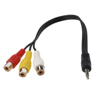 Adaptor Jack 3.5mm 4-Pole Male ke 3 RCA Female, Konverter Audio Video AV, Kabel Splitter