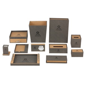 Bộ dụng cụ khách sạn 5 sao cao cấp: Hộp đựng khăn giấy bằng da, đồng hồ báo thức, đồ da nhà hàng, đồ dùng khách sạn - Product Image 1