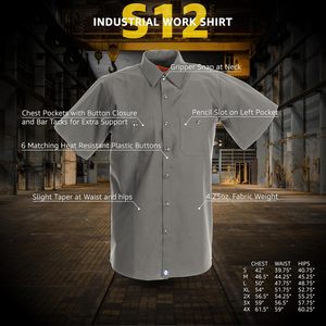 Camisa de Trabajo Industrial de Manga Corta Personalizada para Hombre S12, Ropa de Trabajo Resistente a las Arrugas - Product Image 3