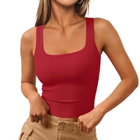 T-shirt sans manches d'entraînement pour filles, top court d'été personnalisé de haute qualité, coupe ajustée, côtelé, avec strass, pour femmes