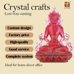 Estatua de Buda de longevidad hecha a mano, acabado brillante esmerilado, Base de loto de doble capa, arte de cristal para <span class=keywords><strong>salud</strong></span>, sabiduría, bendición de larga vida - Product Image 4