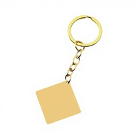 Porte-clés carré vierge en acier inoxydable, gravable au laser, imprimable couleur UV, étiquette métallique personnalisable avec logo, cadeau de vacances