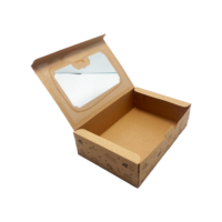 Boîte d'emballage pour gâteaux de lune, gâteaux et desserts à emporter, avec ficelle et étiquettes, boîte alimentaire marron