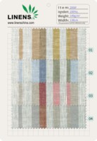 Harga Pabrik Kain Linen Bergaris 100% Non-Toksik 149gsm 138CM Kain Linen Tenun Celup Benang untuk Kemeja dan Gaun Musim Semi Musim Panas