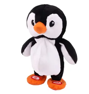 Pingüino que canta y habla, repite lo que dices que camina, juguete interactivo de felpa para niños pequeños