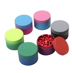 Cross border hot selling aluminum alloy tobacco grinder 63mm four layer <b>rubber</b> <b>paint</b> grinder gradient color series - Product Image 3