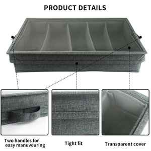 Non-Woven Fabric Silverware <b>Storage</b> Case with Adjustable Dividers & Transparent Lid & Hardboard Support - Product Image 3