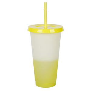 Vaso Mágico de Plástico de Colores sin BPA Personalizado de 16 y 24 Oz que Cambia de Color con Agua Fría Reutilizable con Tapa y Pajita para Café - Product Image 4