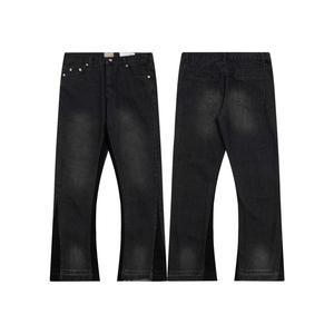 Men Dept <span class=keywords><strong>Blue</strong></span> Baggy <span class=keywords><strong>Jeans</strong></span> Streetwear Alta Qualidade Rasgado Pintado Empilhado Loose Fit Calças Calças Denim - Product Image 5